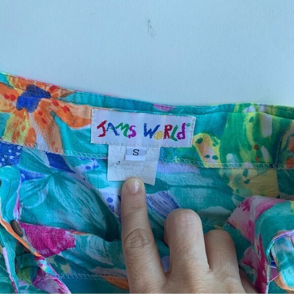 Jams World Tiger Lily Hawaiian Floral True Wrap Skirt Sz Small Adjustable Rayon - Picture 3 of 10